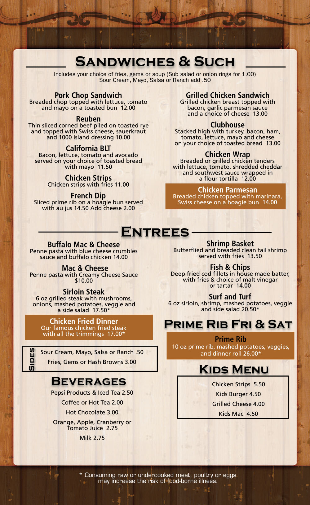 Food & Drinks | Breakfast, Lunch & Dinner Menu | Billings, MT | Powder ...